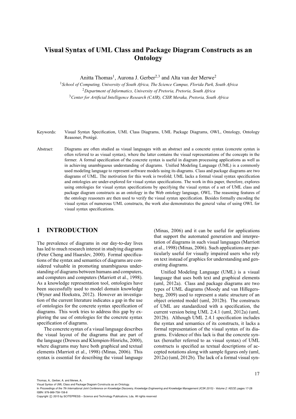 Visual Syntax of UML Class and Package Diagram Constructs As an Ontology