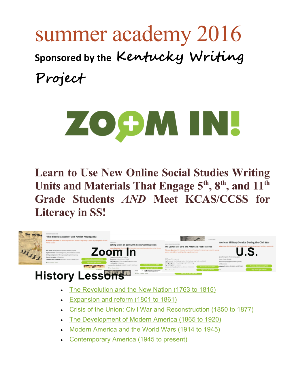 Sponsored by the Kentucky Writing Project