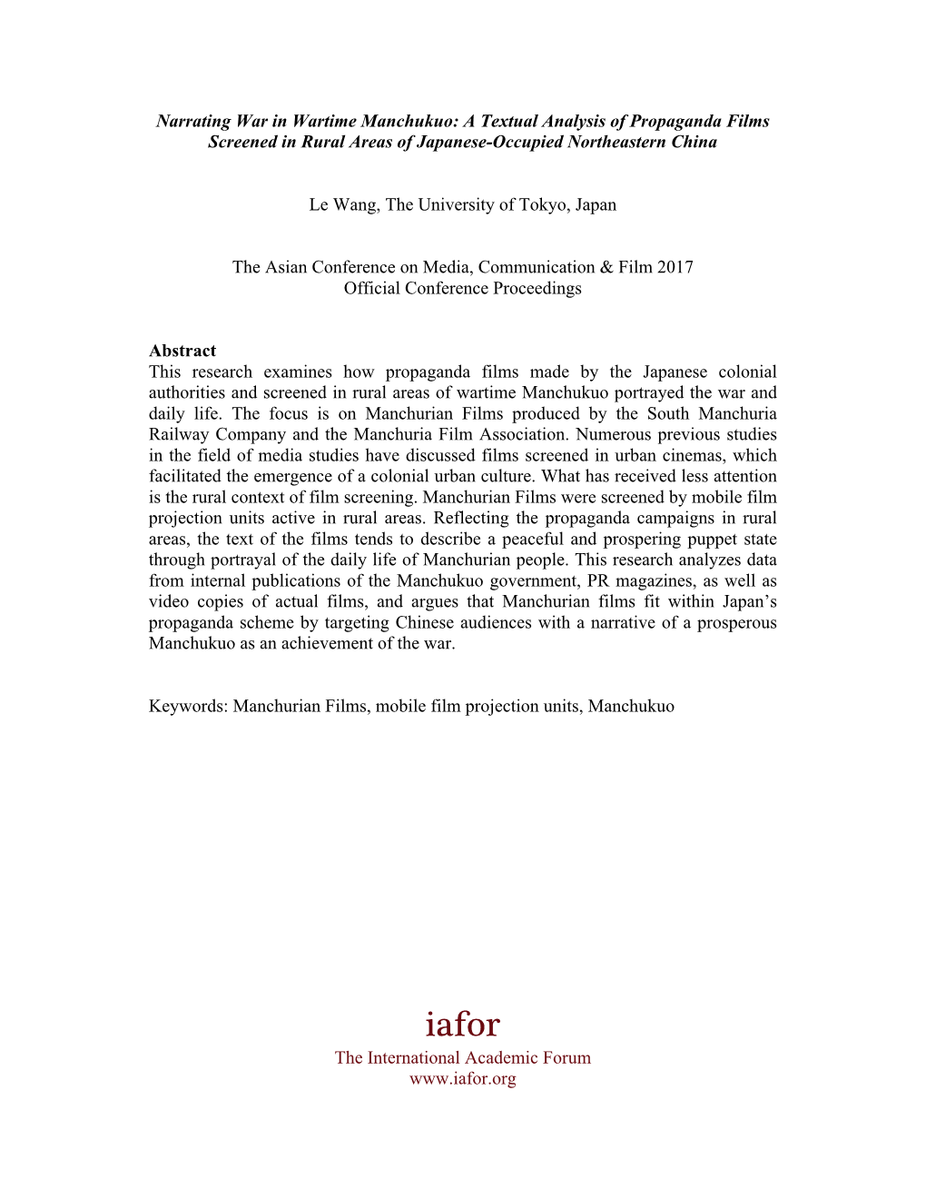 Narrating War in Wartime Manchukuo: a Textual Analysis of Propaganda Films Screened in Rural Areas of Japanese-Occupied Northeastern China