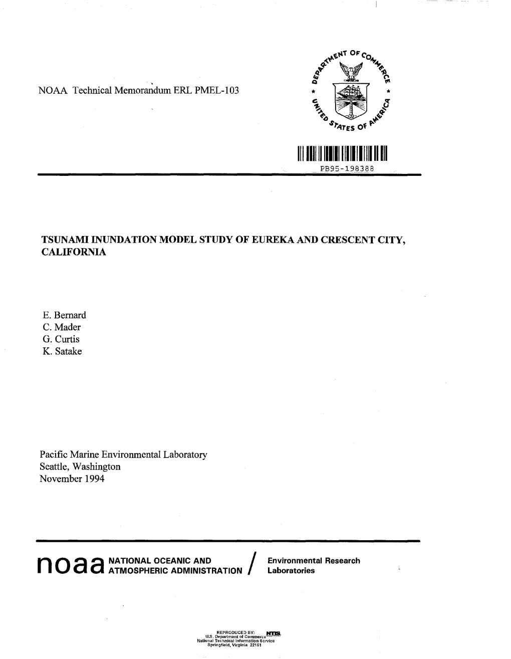 NOAA Technical Memorandum ERL PMEL-I03 TSUNAMI INUNDATION