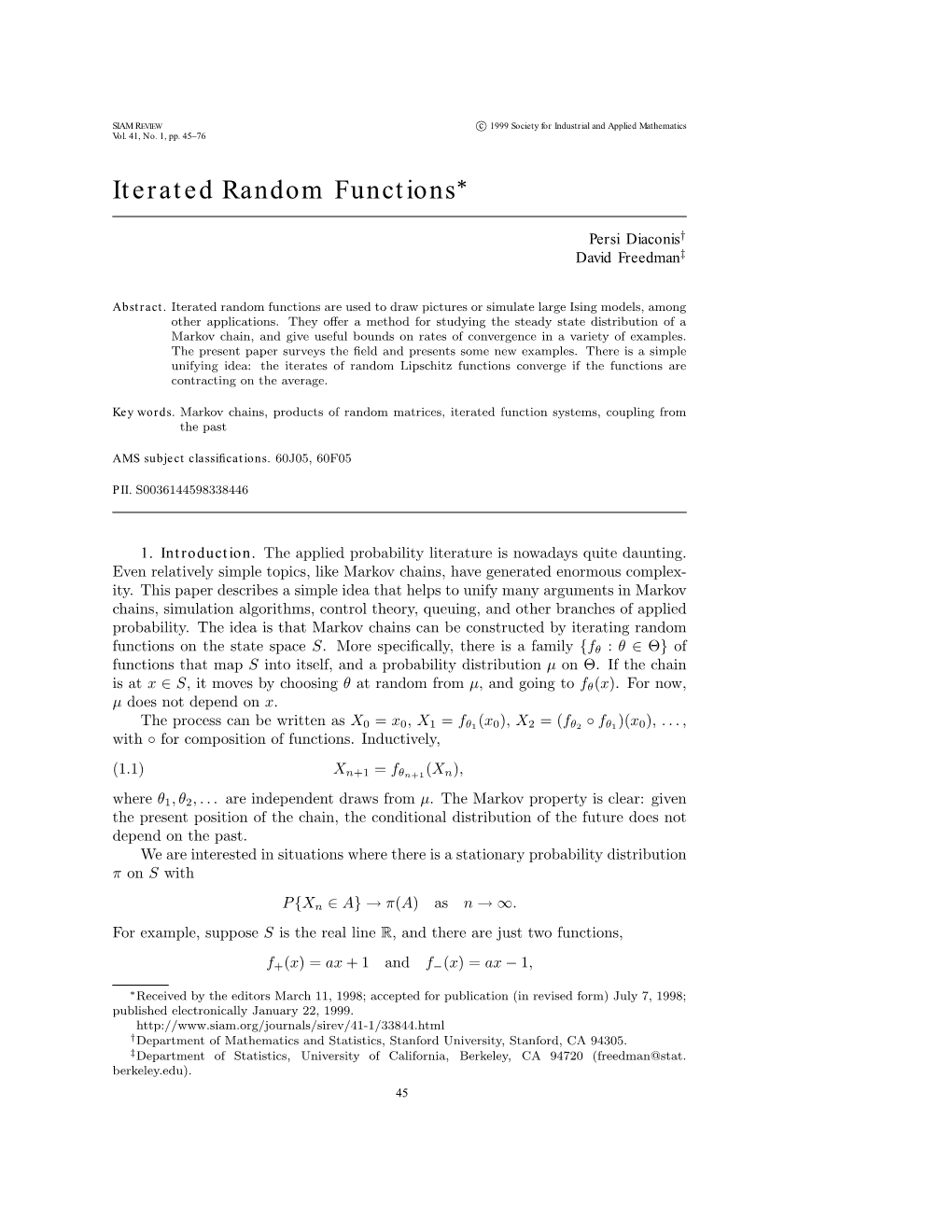 Iterated Random Functions∗