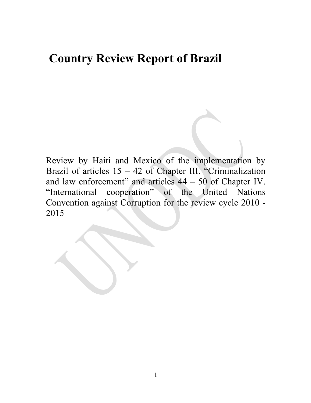 Country Review Report of Brazil