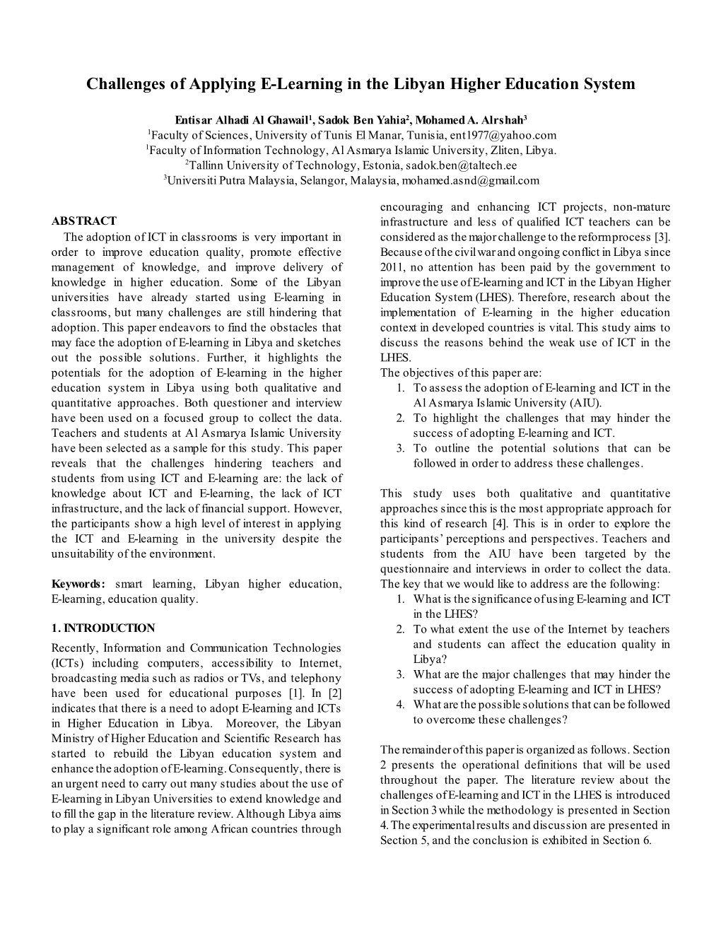 Challenges of Applying E-Learning in the Libyan Higher Education System