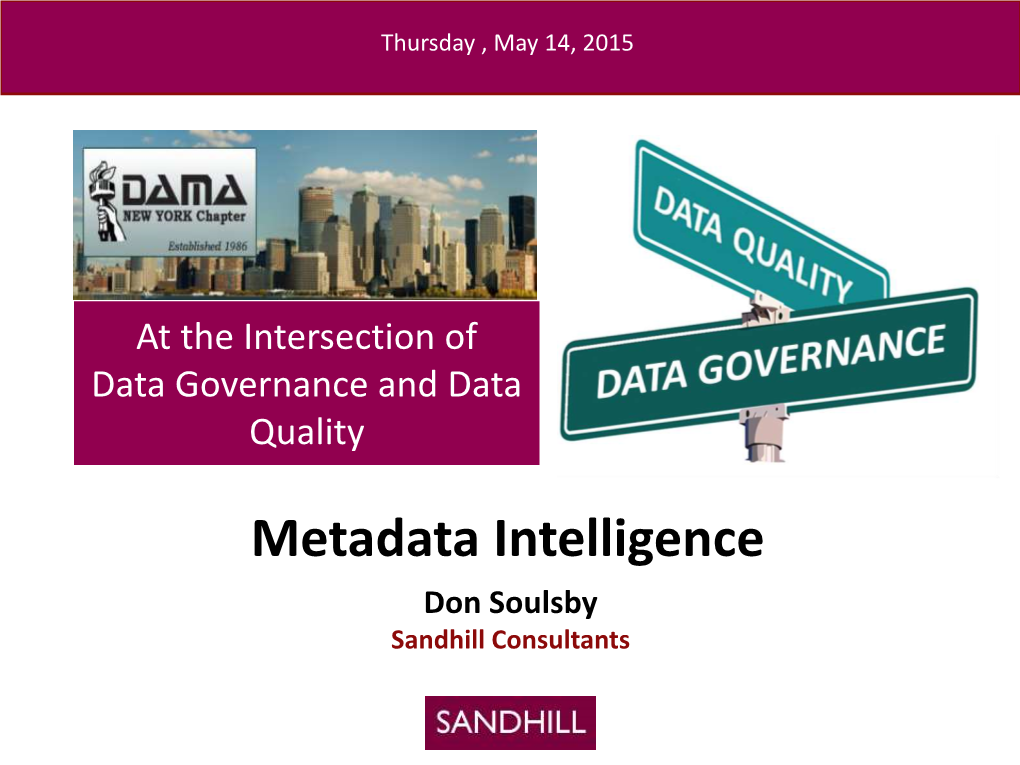 Metadata Intelligence Don Soulsby Sandhill Consultants Who We Are