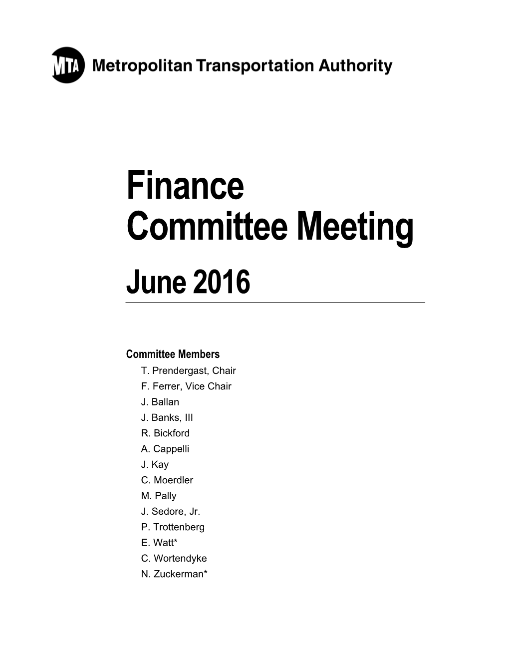 Finance Committee Meeting June 2016