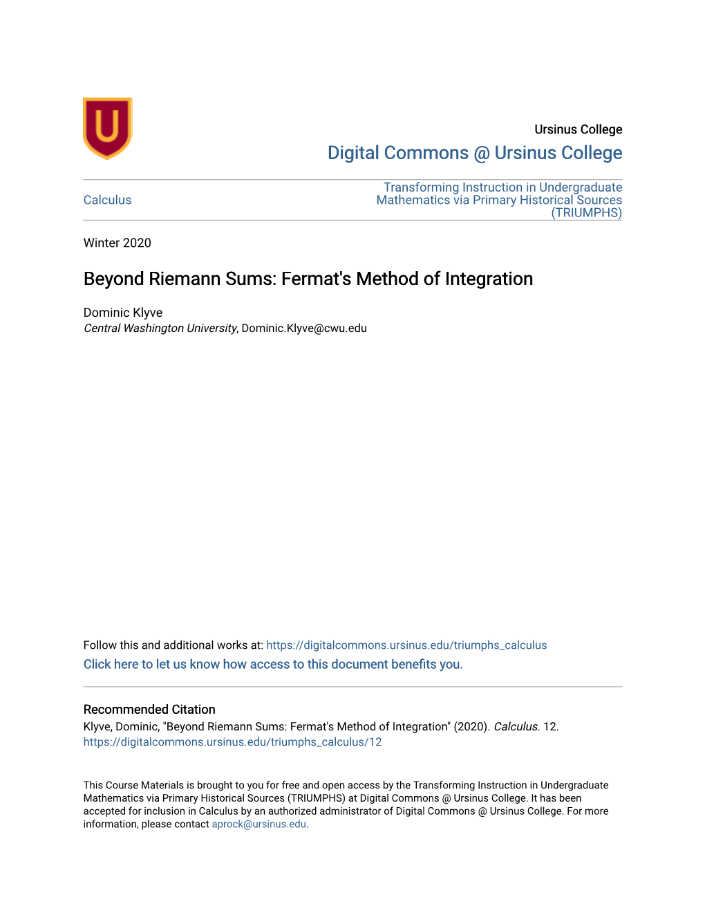 Beyond Riemann Sums: Fermat's Method of Integration