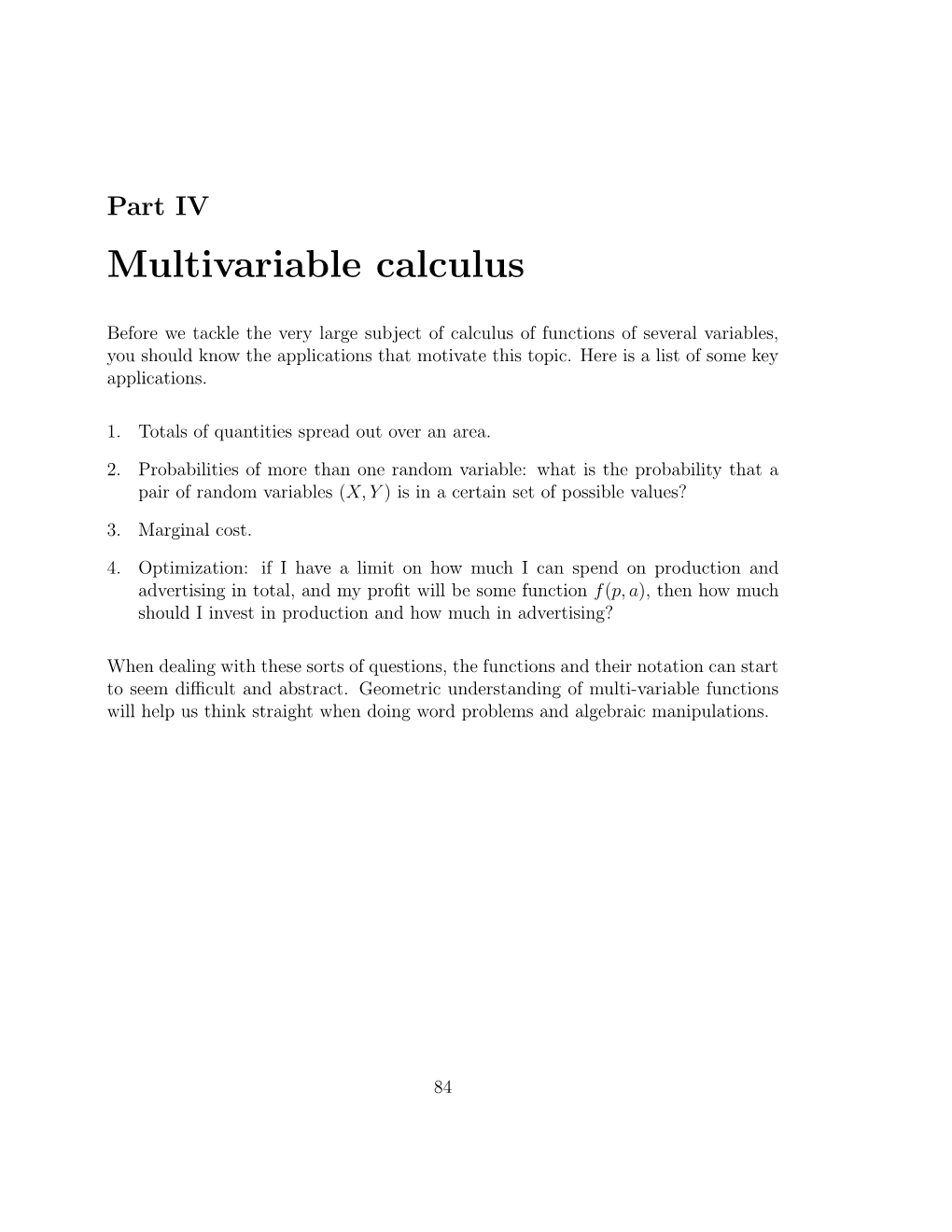 Part IV Multivariable Calculus