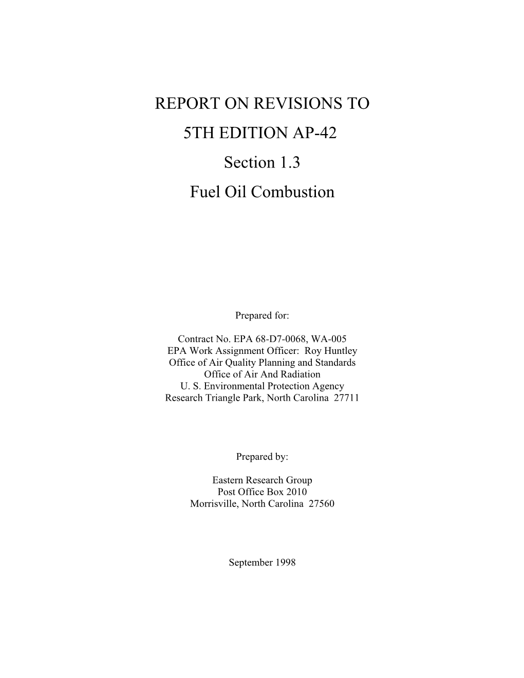 Background Document: AP-42 Section 1.3 Fuel Oil Combustion