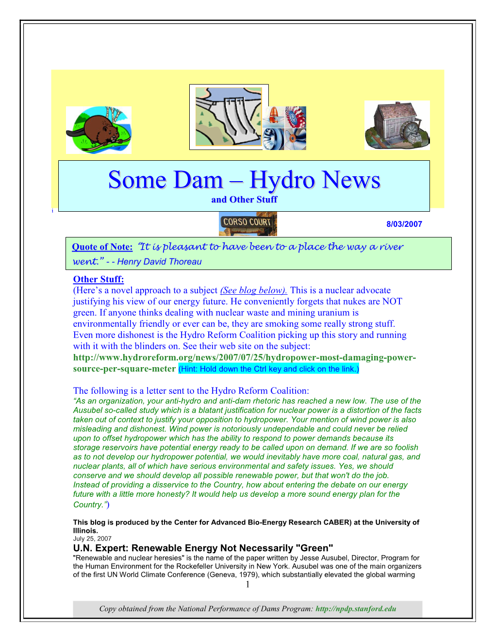 Some Dam – Hydro News