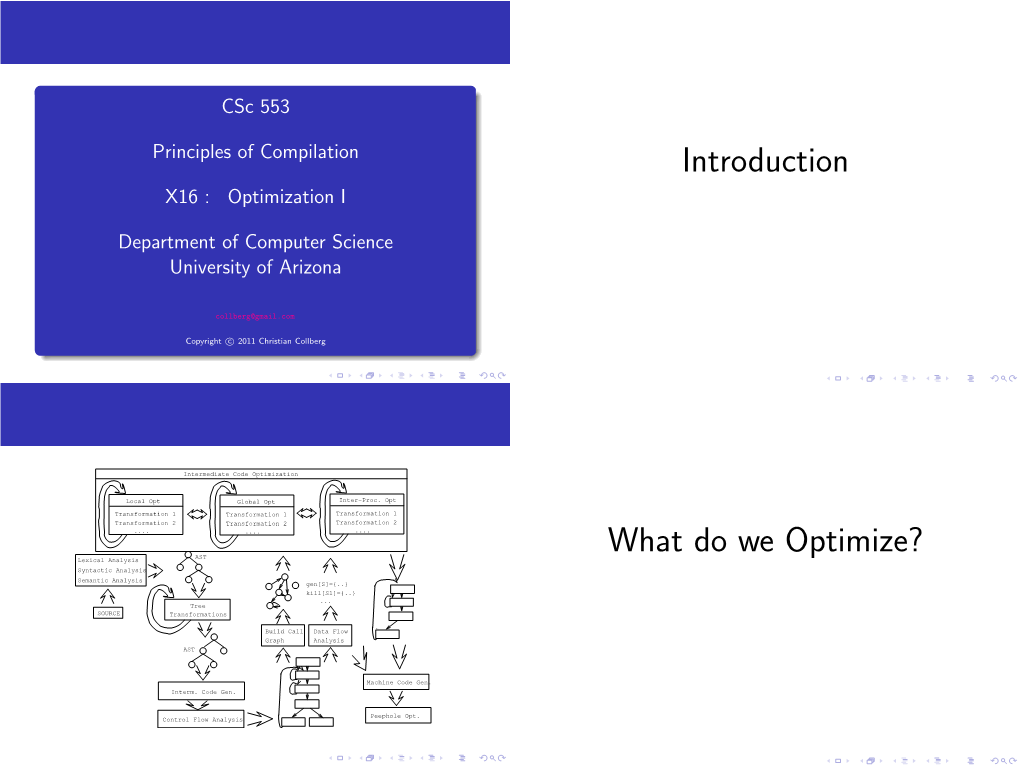 Introduction What Do We Optimize?