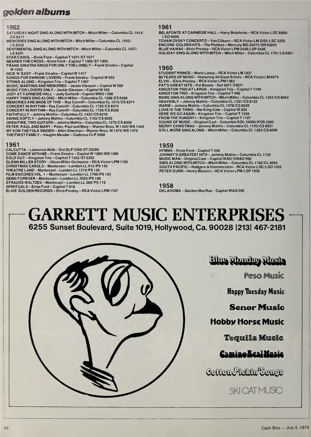 GARRETT MUSIC ENTERPRISES 6255 Sunset Boulevard, Suite 1019, Hollywood, Ca