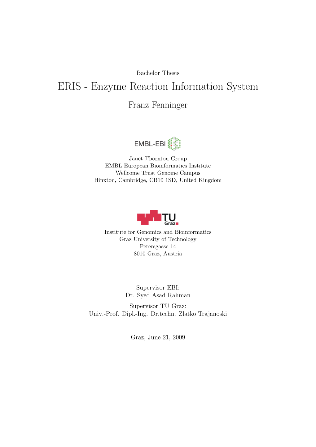 Enzyme Reaction Information System Franz Fenninger