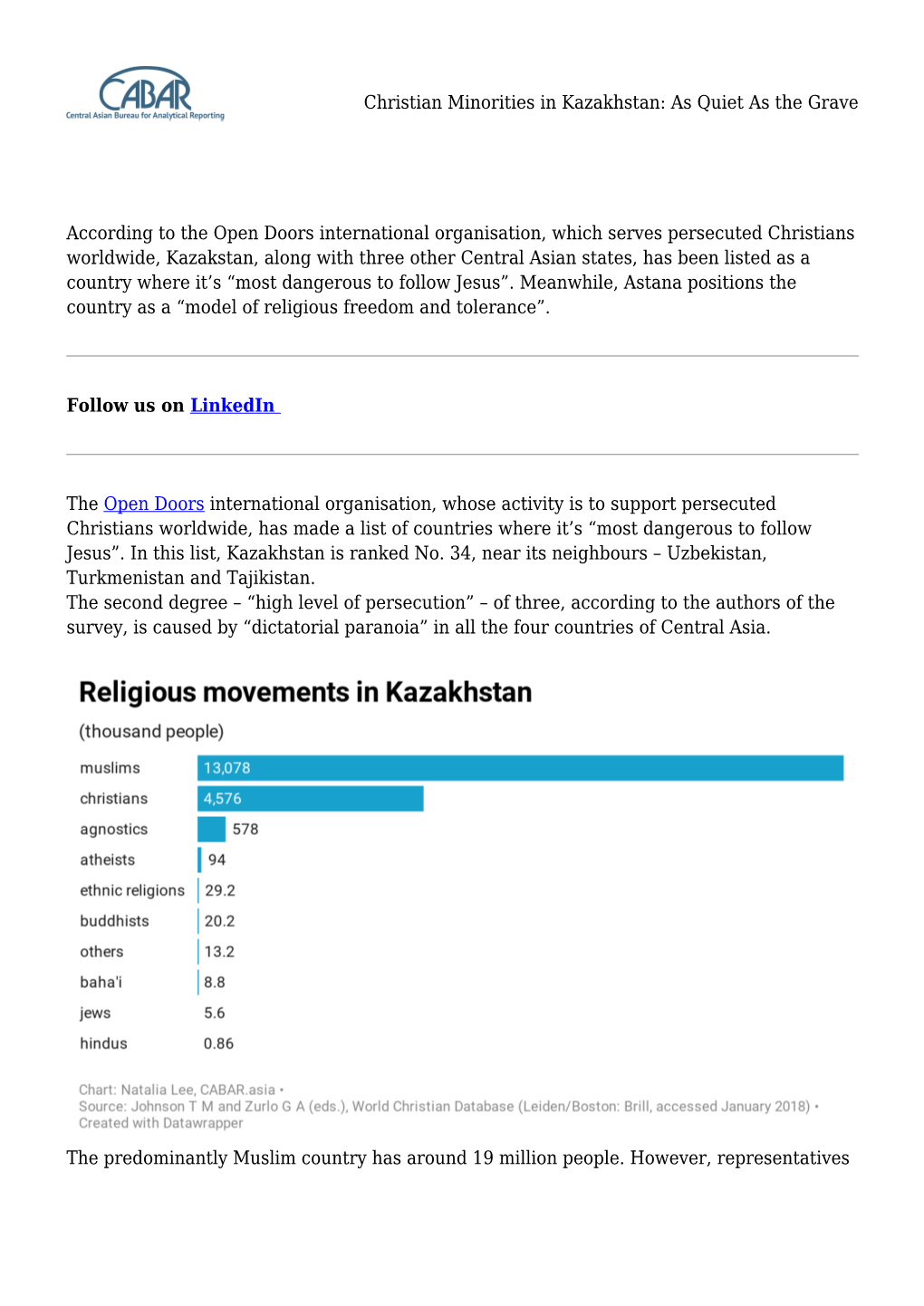 Christian Minorities in Kazakhstan: As Quiet As the Grave