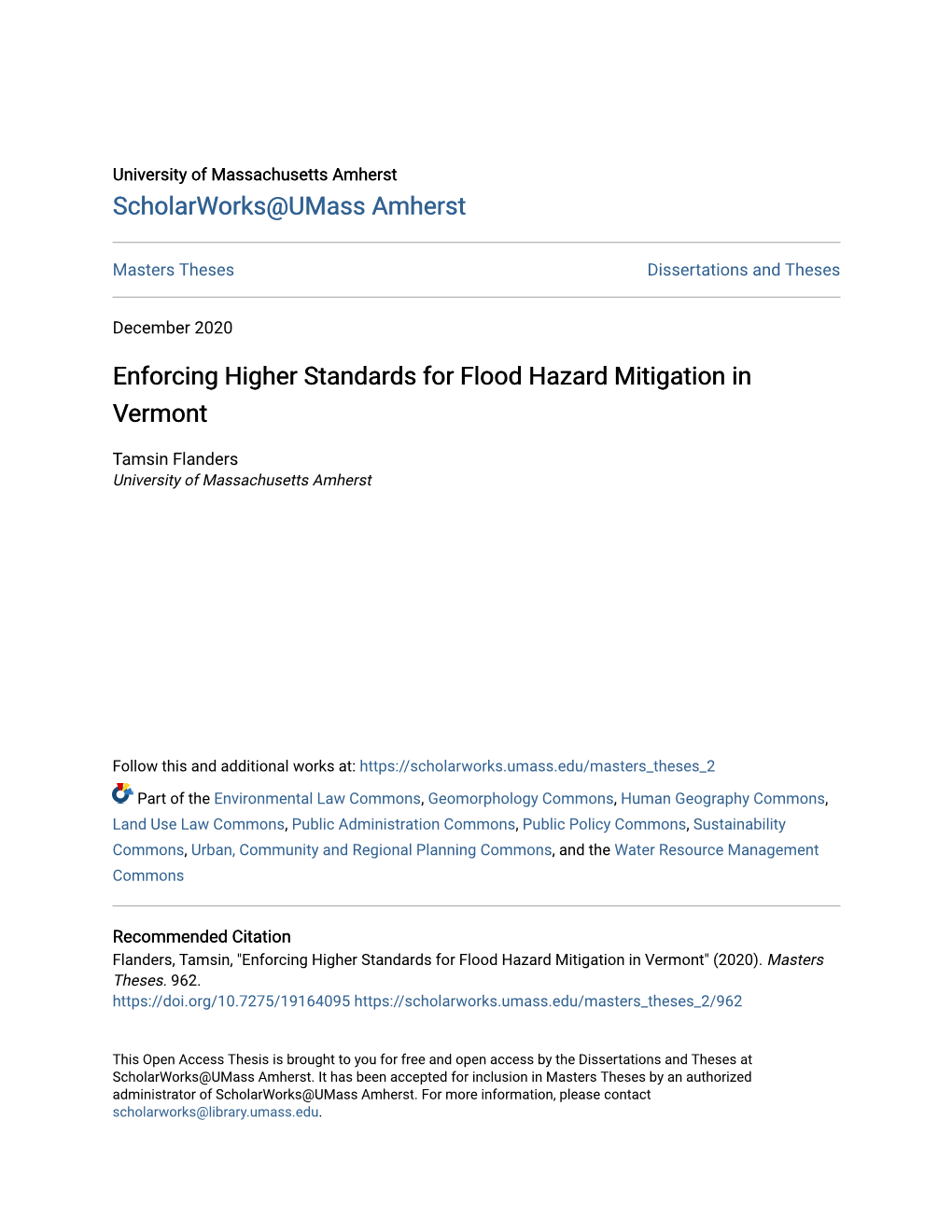 Enforcing Higher Standards for Flood Hazard Mitigation in Vermont