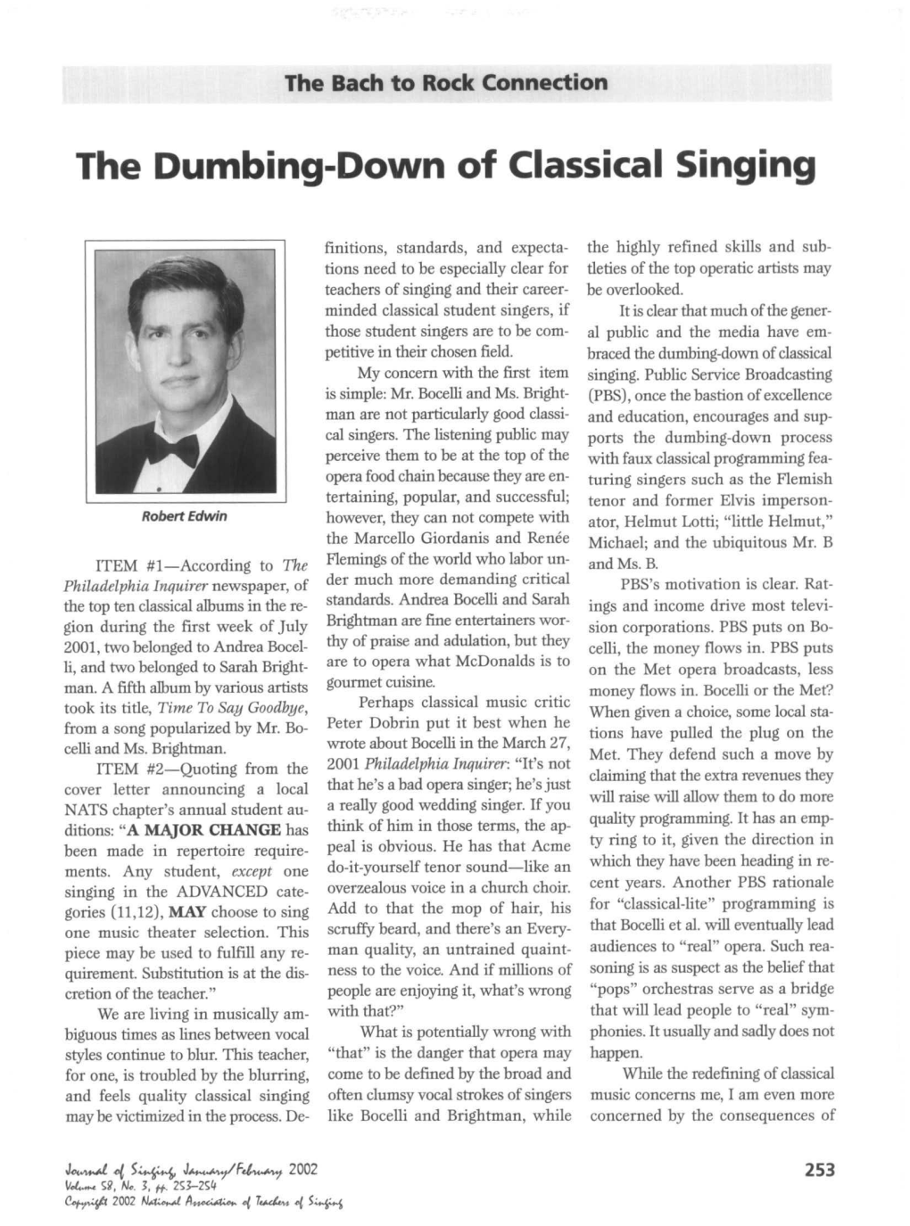 The Dumbing-Down of Classical Singing