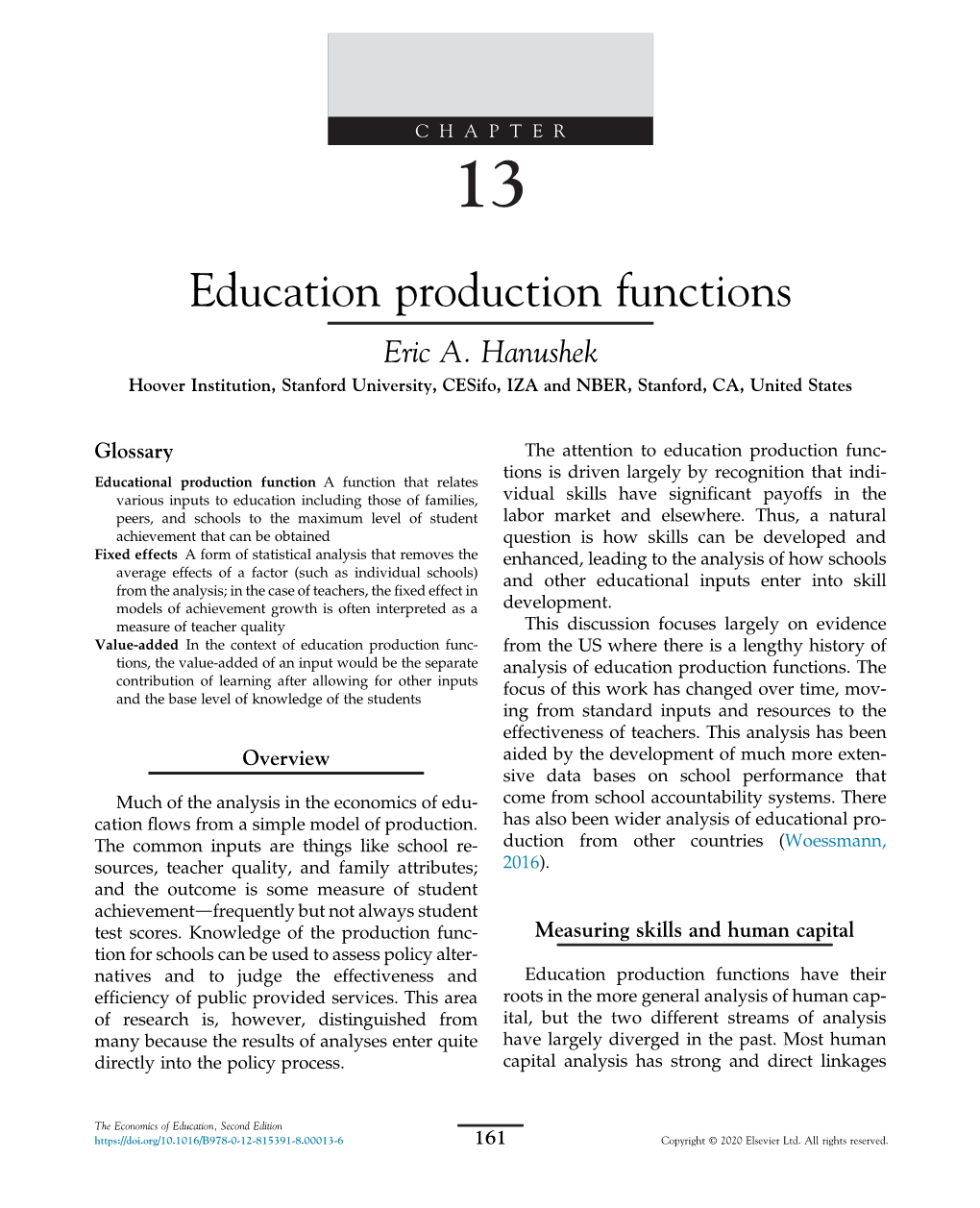 The Economics of Education, Second Edition 161 Copyright © 2020 Elsevier Ltd