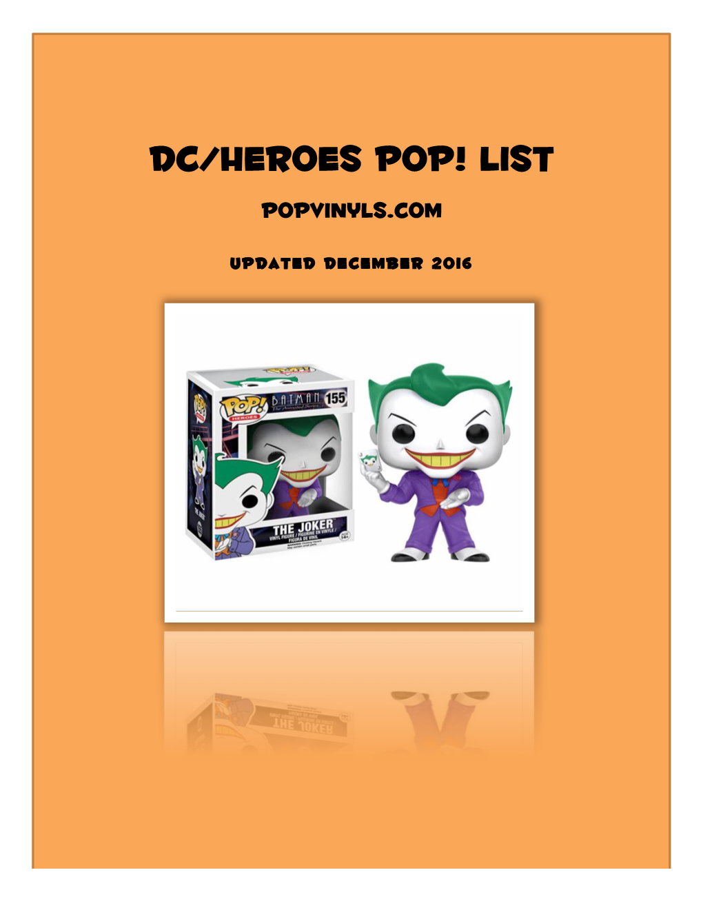 DC/Heroes Pop! List Popvinyls.Com