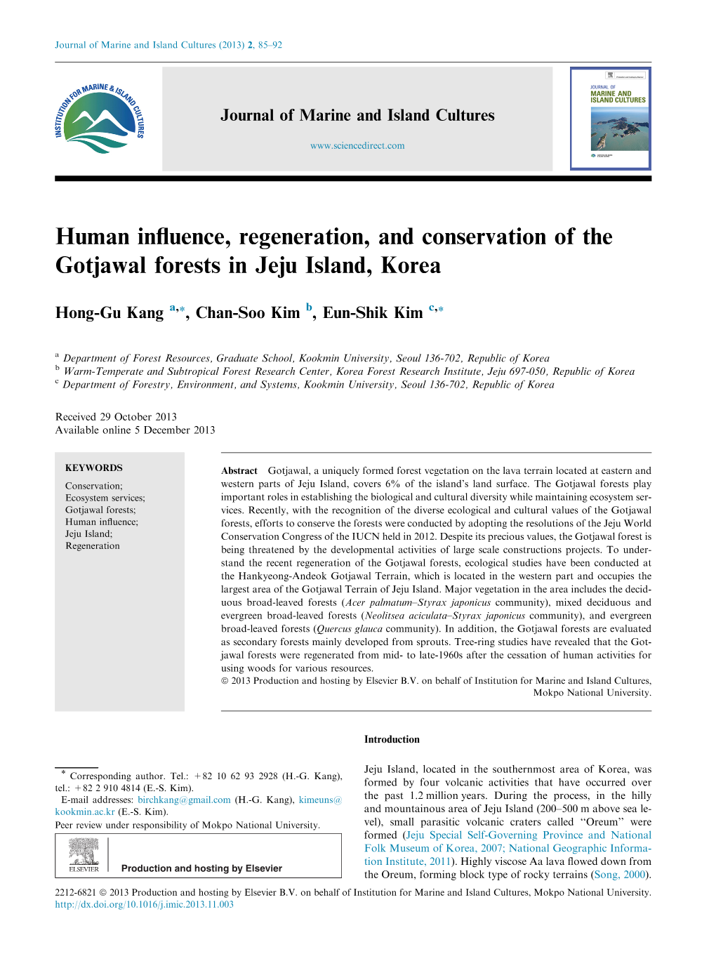 Human Influence, Regeneration, and Conservation of the Gotjawal Forests