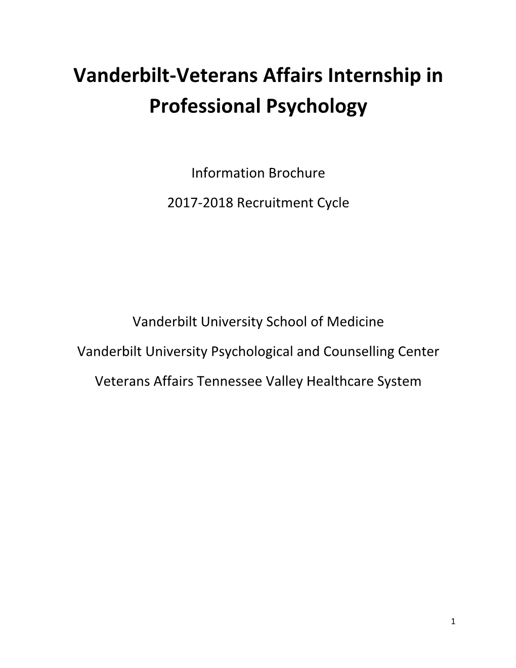 Vanderbilt-Veterans Affairs Internship in Professional Psychology