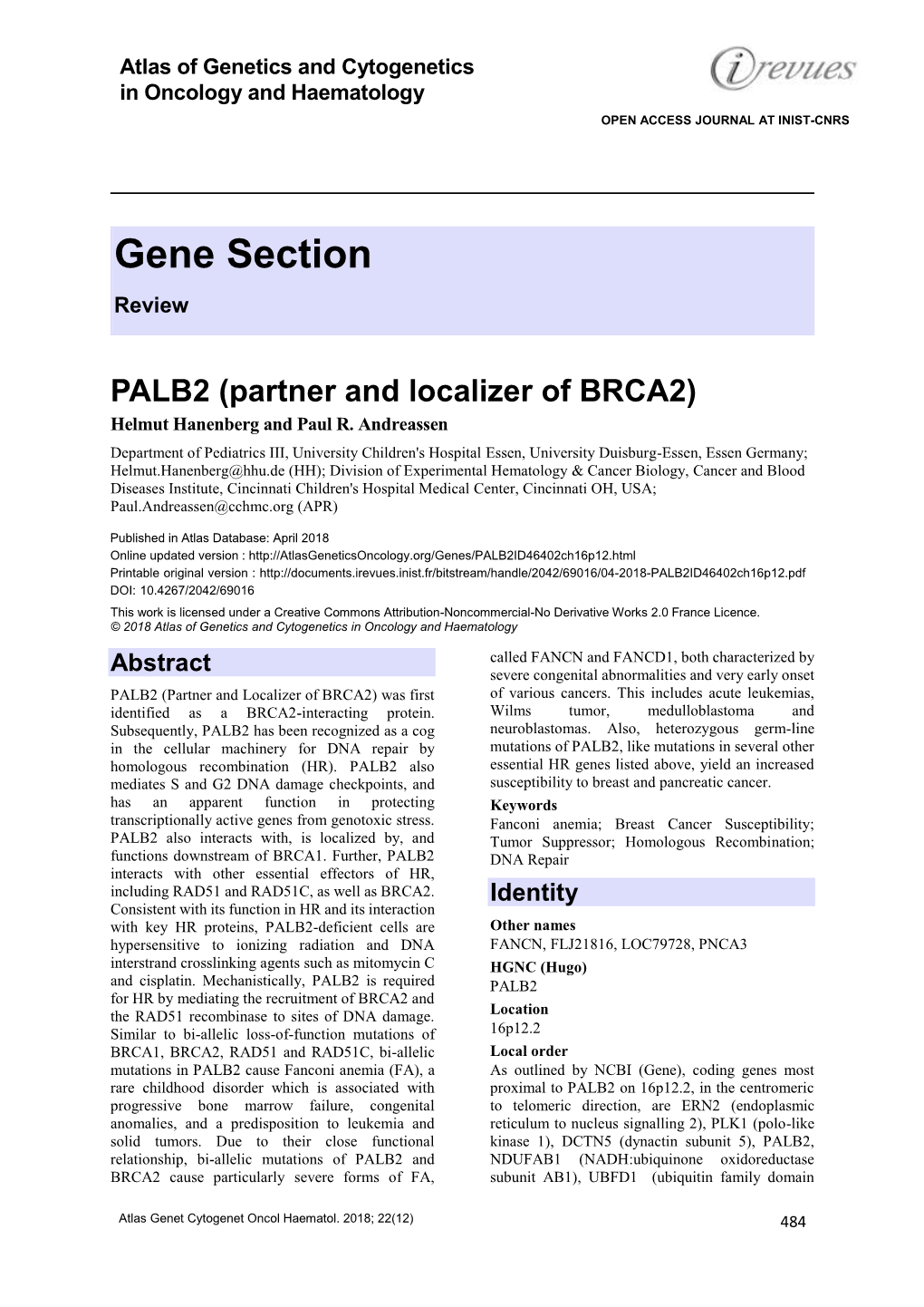 Gene Section Review