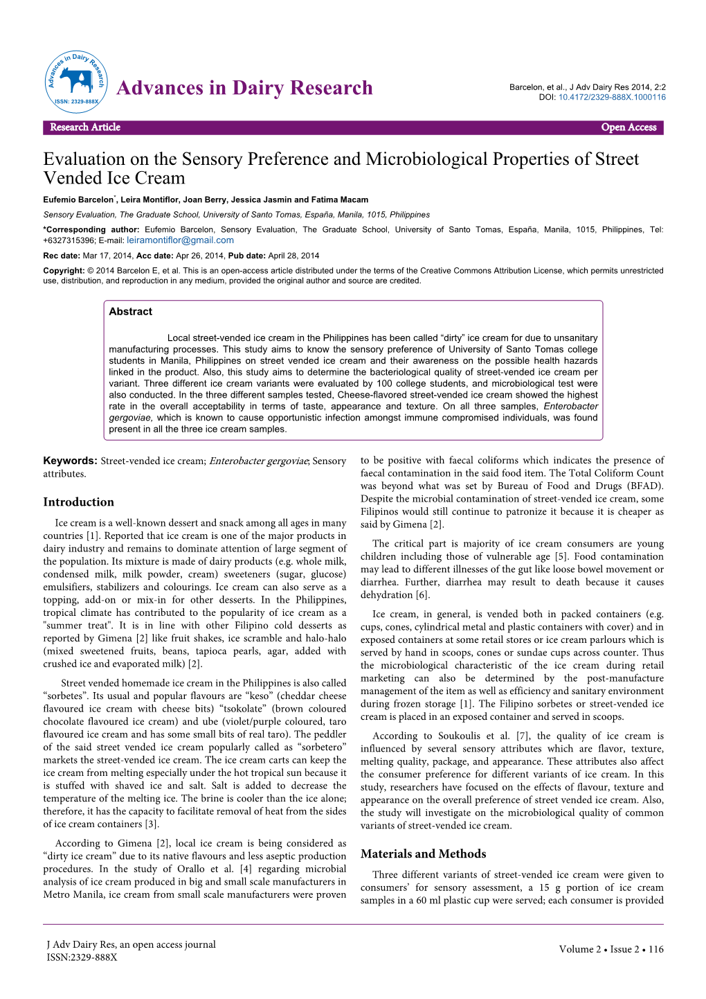 Evaluation on the Sensory Preference and Microbiological Properties Of