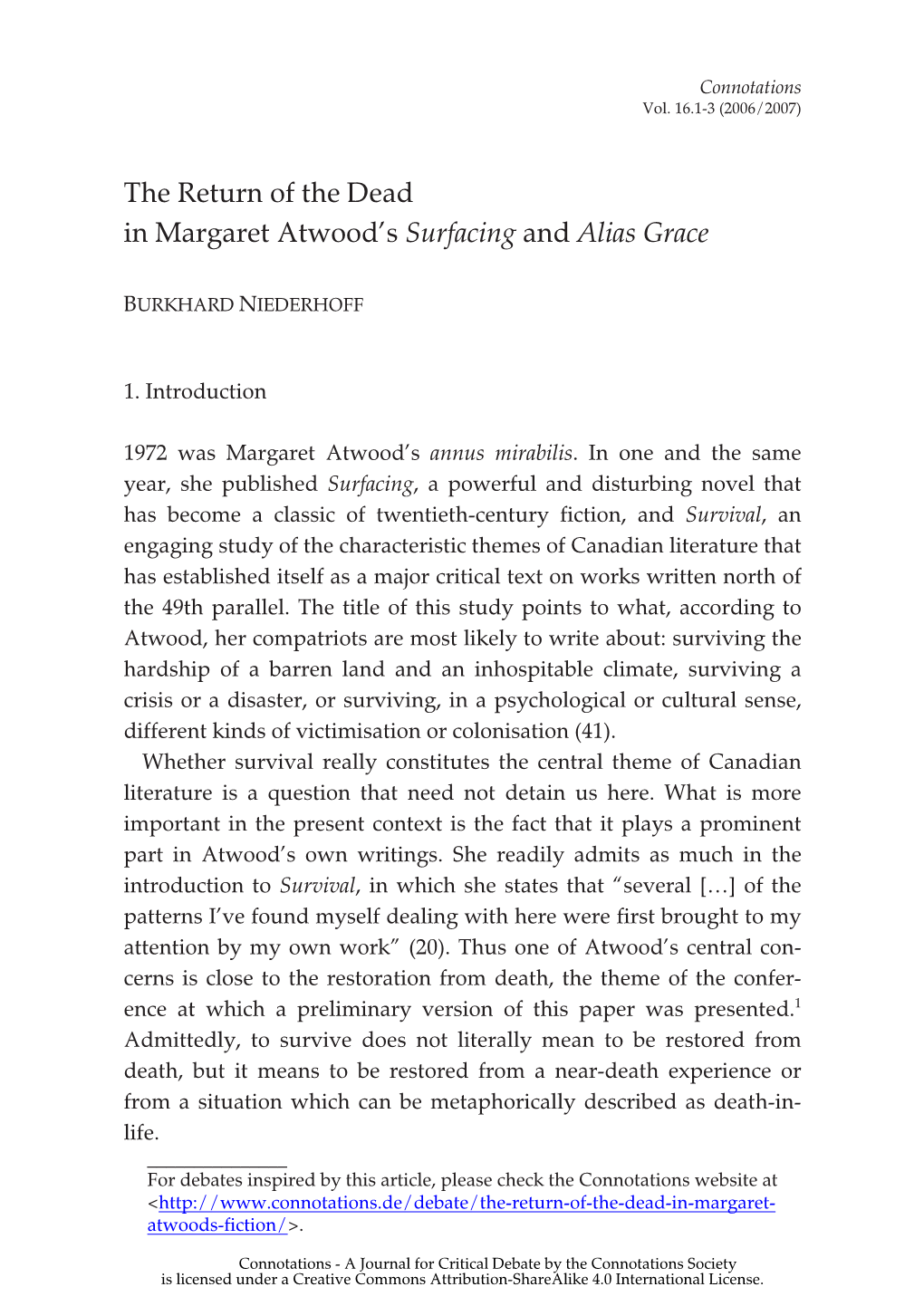 The Return of the Dead in Margaret Atwood's Surfacing and Alias Grace