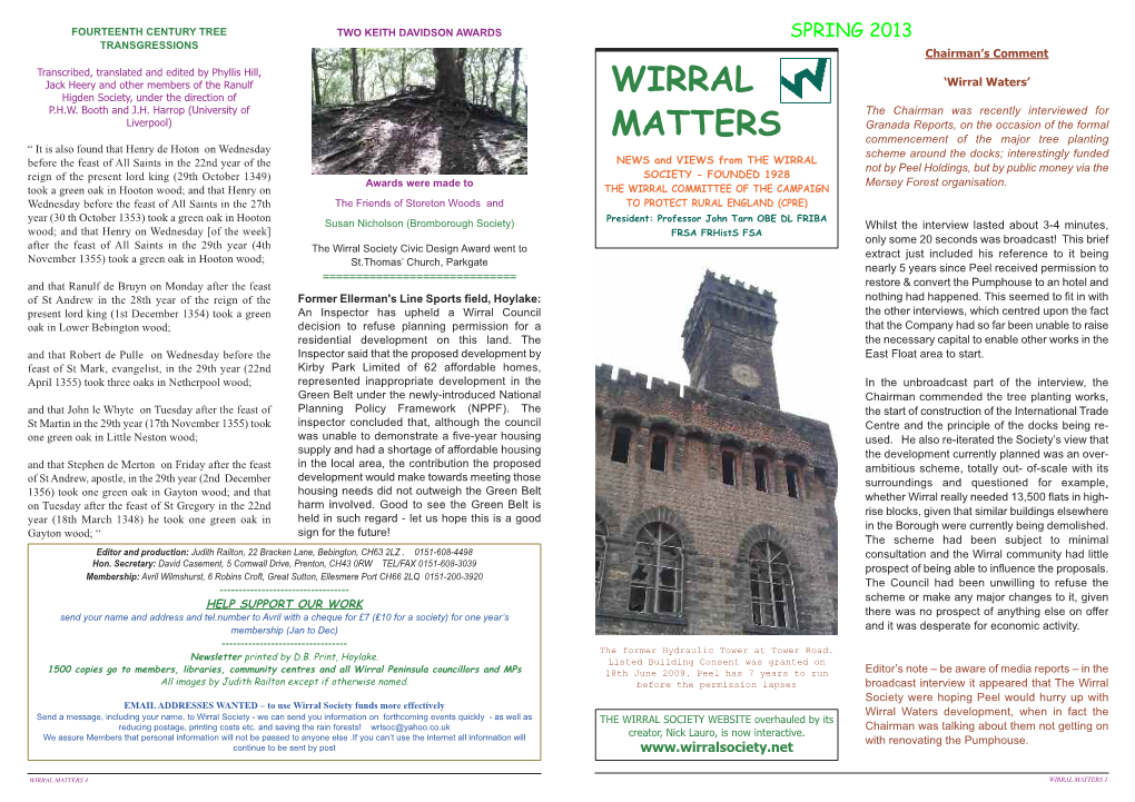 Wirral Matters, Spring 2013