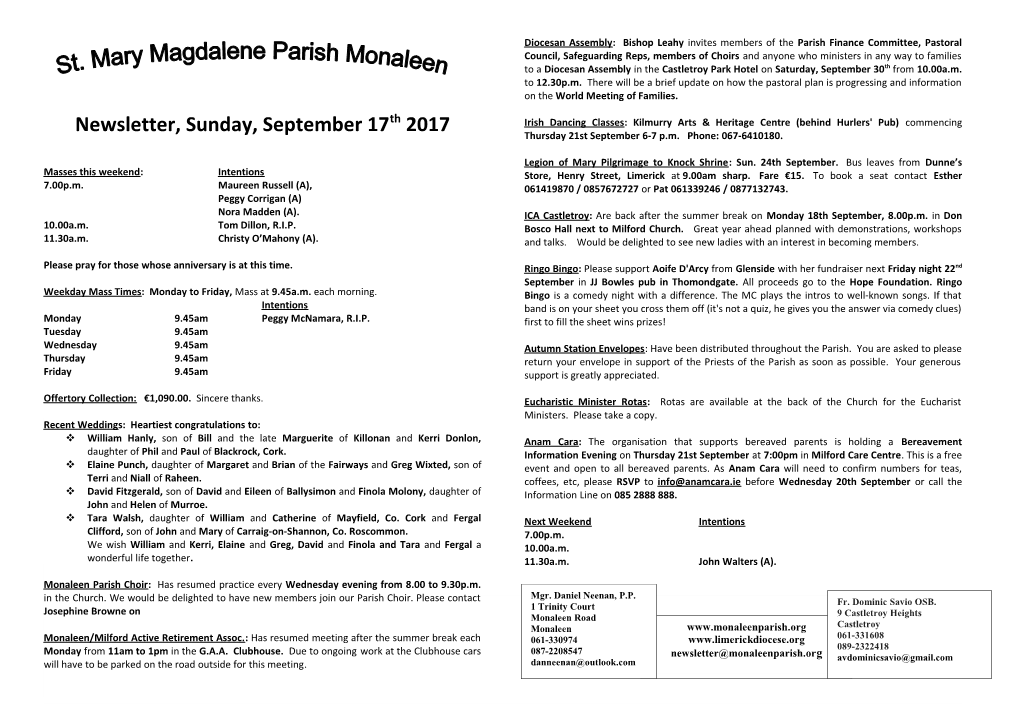 Masses This Weekend: Intentions s1