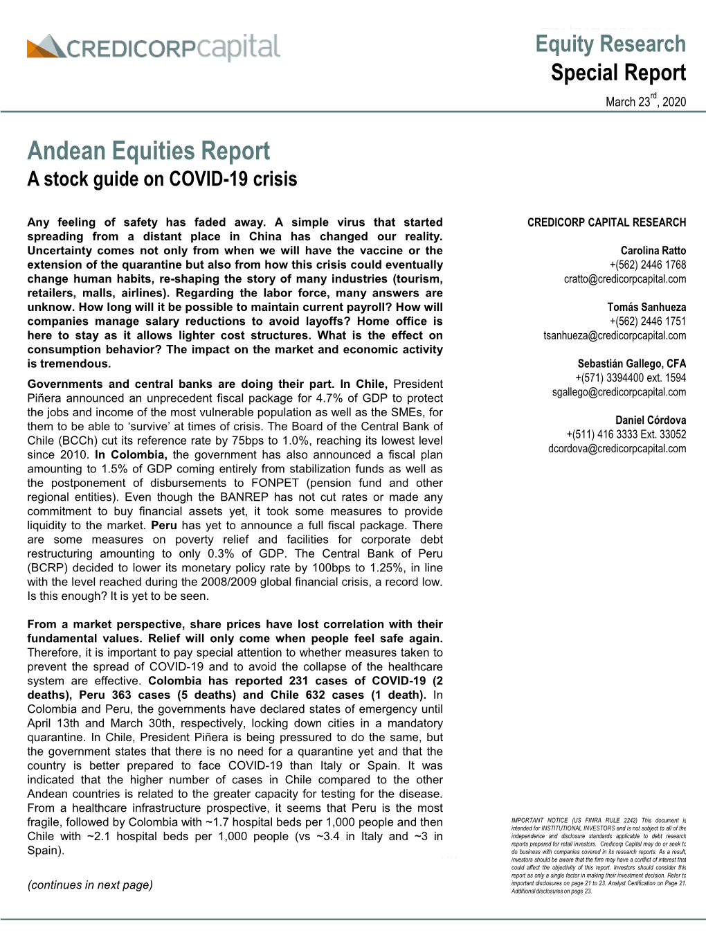 Equity Research Special Report Rd March 23 , 2020