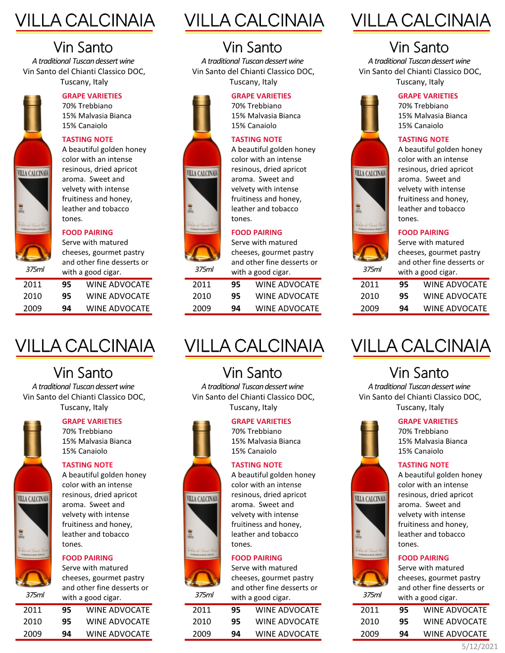 Villa Calcinaia Vin Santo