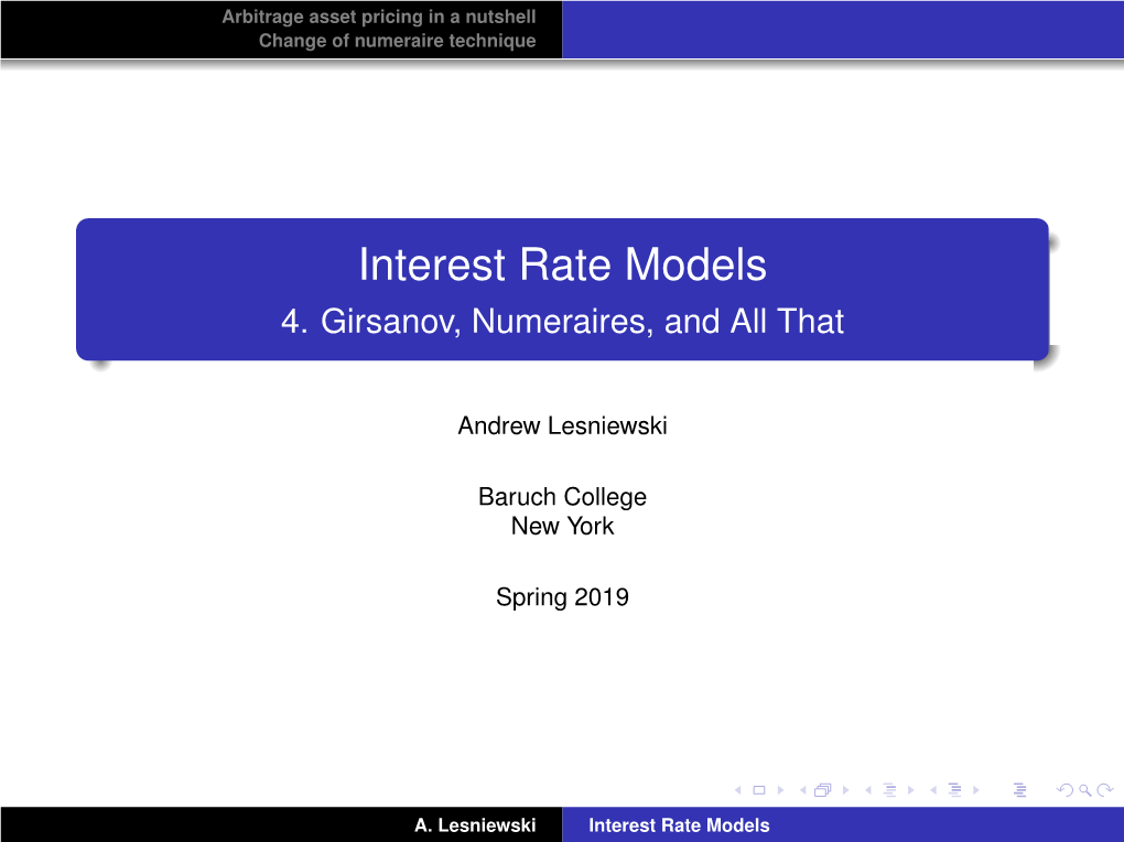 Interest Rate Models 4