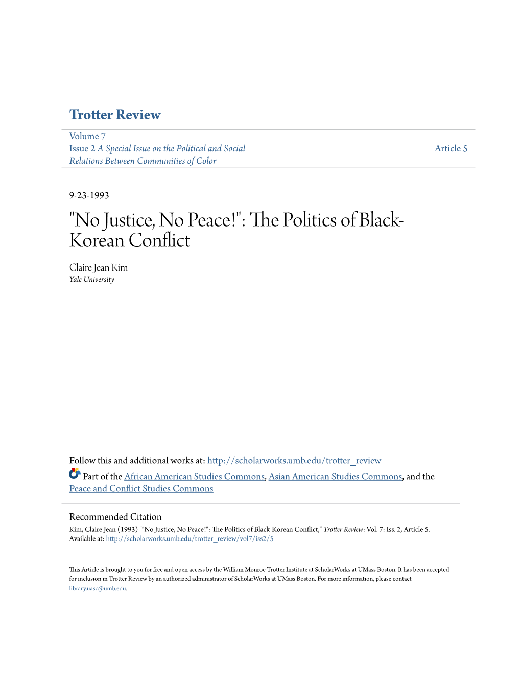 The Politics of Black-Korean Conflict