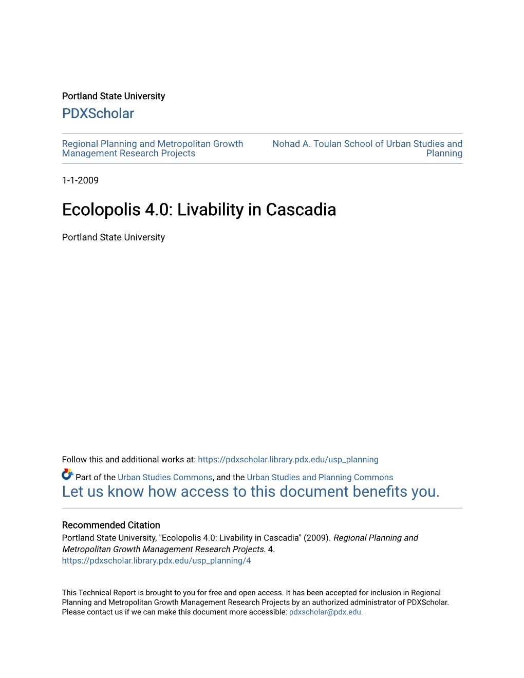 Ecolopolis 4.0: Livability in Cascadia