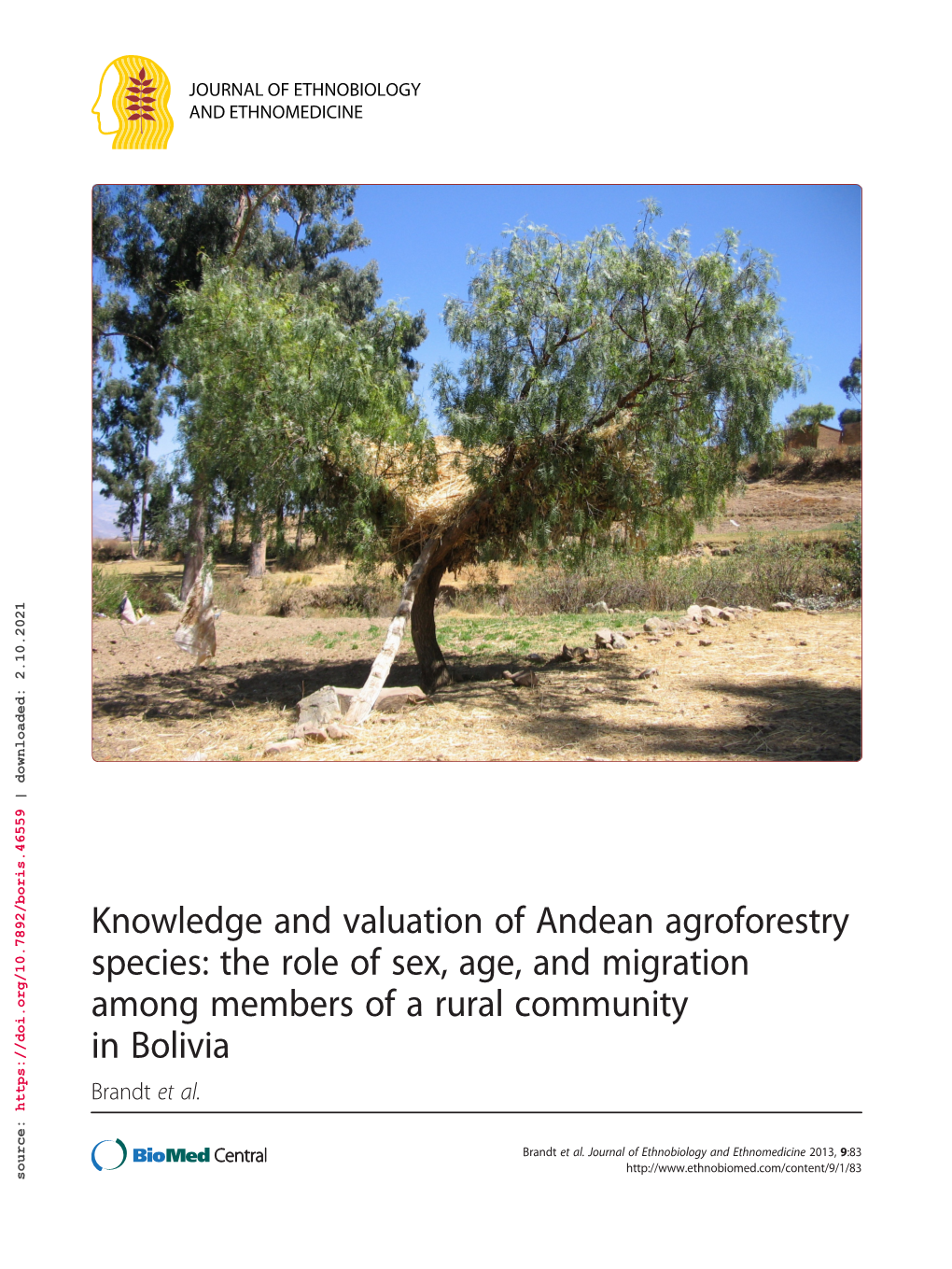 Knowledge and Valuation of Andean Agroforestry Species