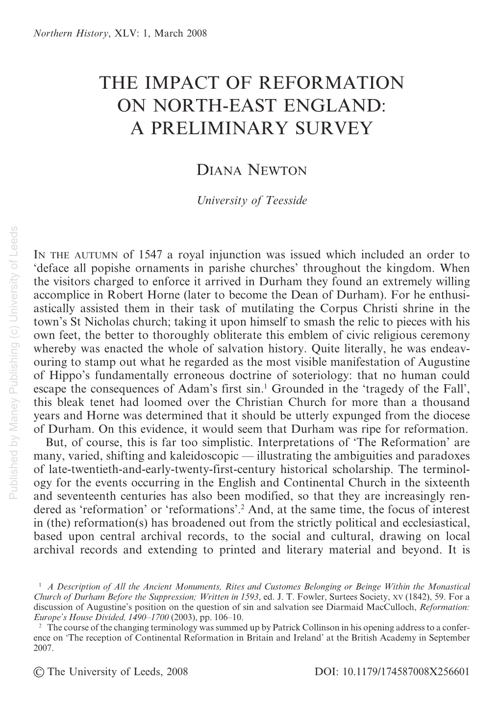 The Impact of Reformation on North-East England