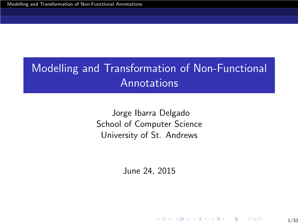 Modelling and Transformation of Non-Functional Annotations