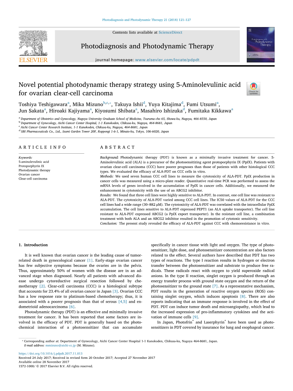 Photodiagnosis and Photodynamic Therapy 21 (2018) 121–127