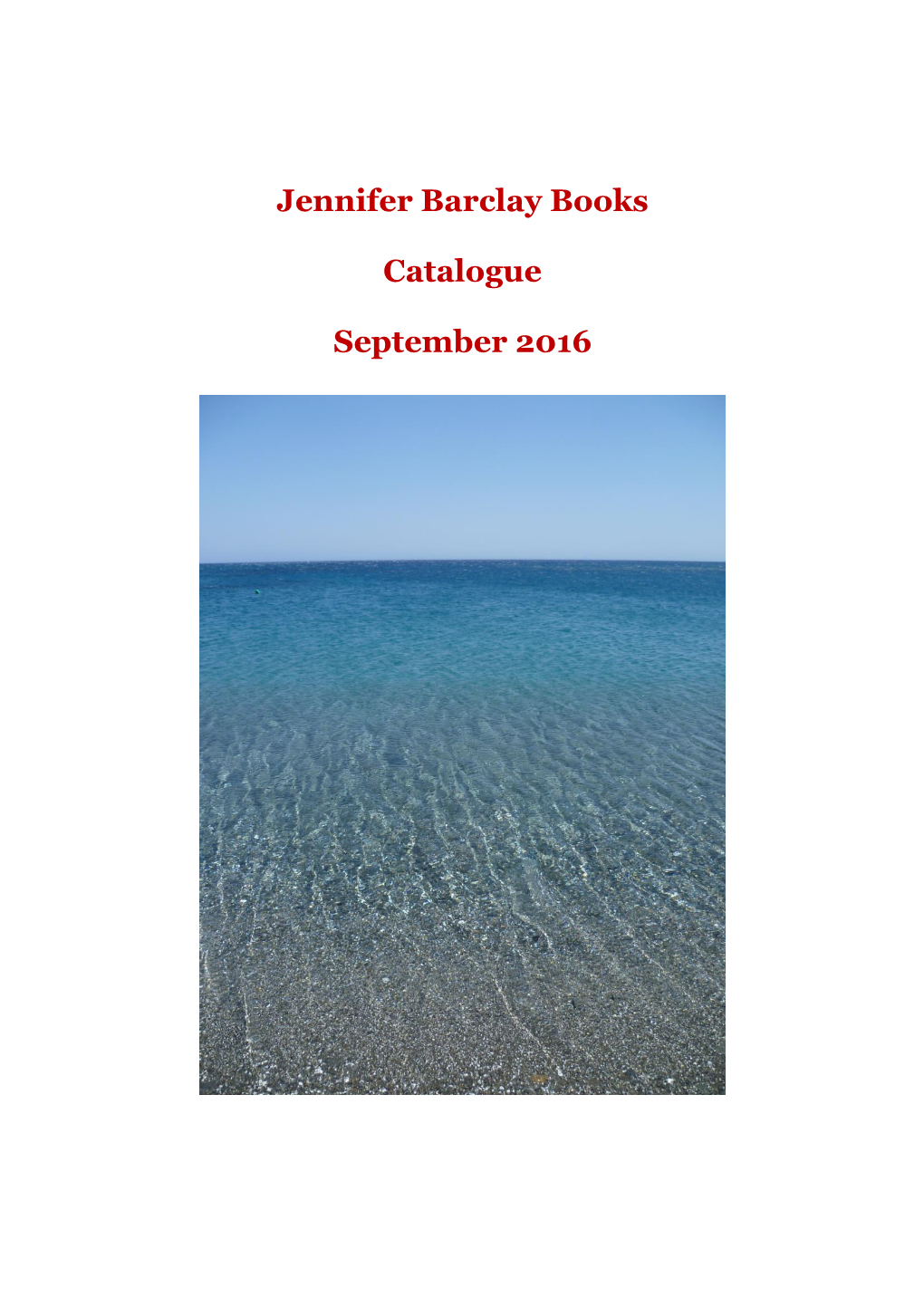 Jennifer Barclay Books Catalogue September 2016