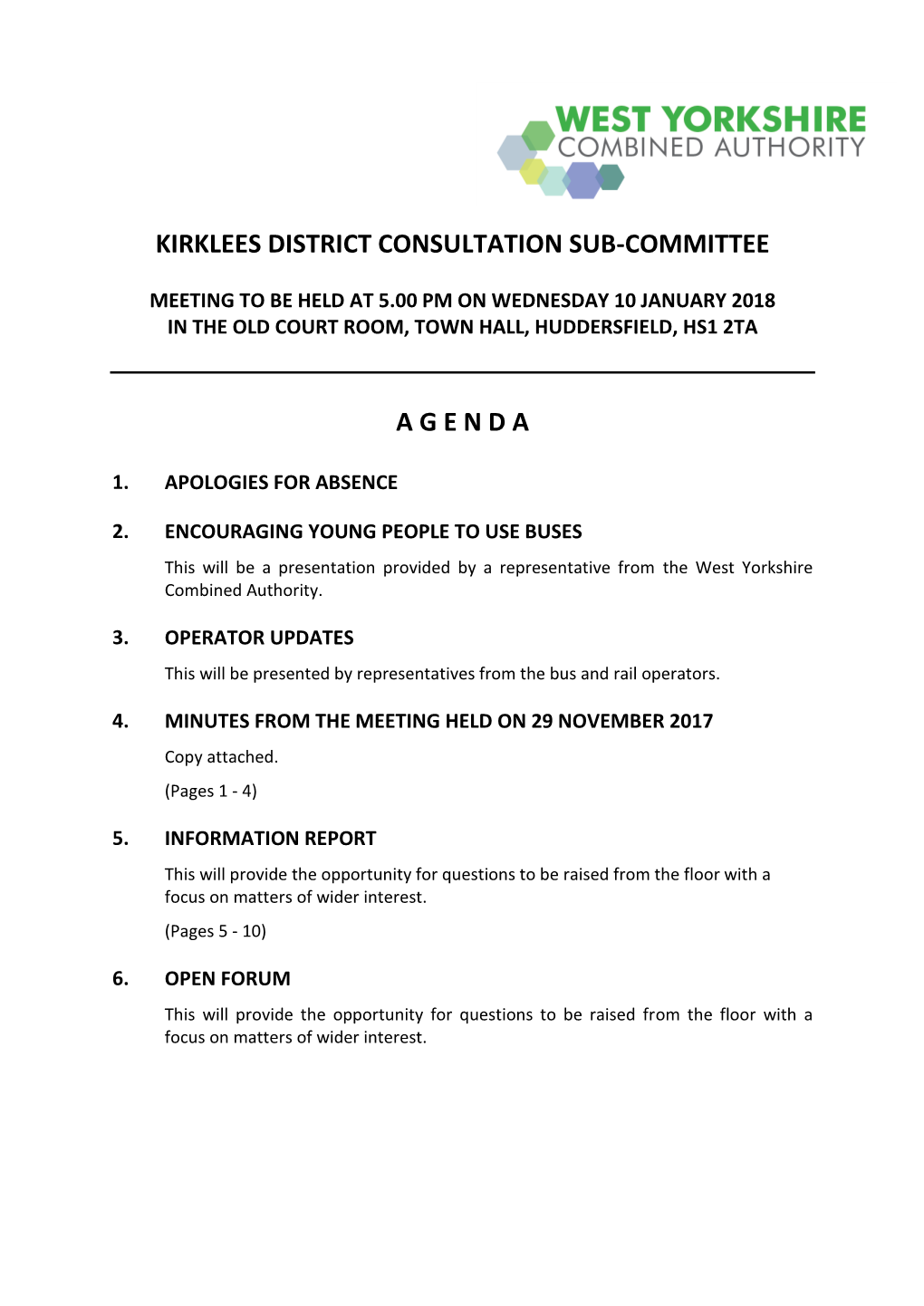 (Public Pack)Agenda Document for Kirklees District Consultation Sub