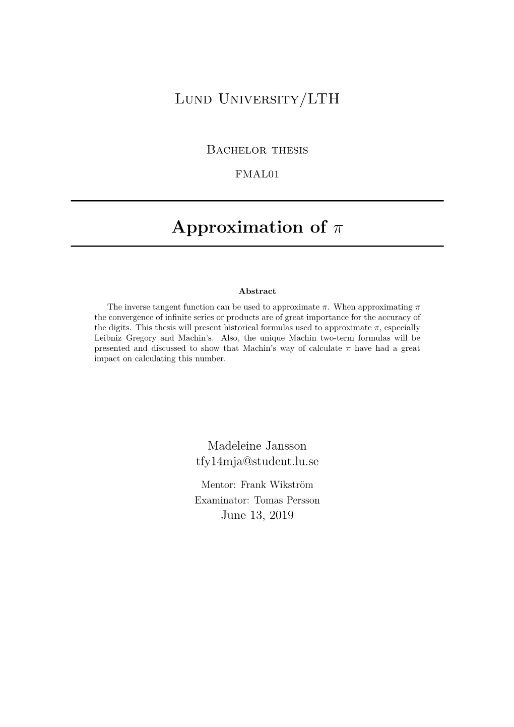 Approximation of Π