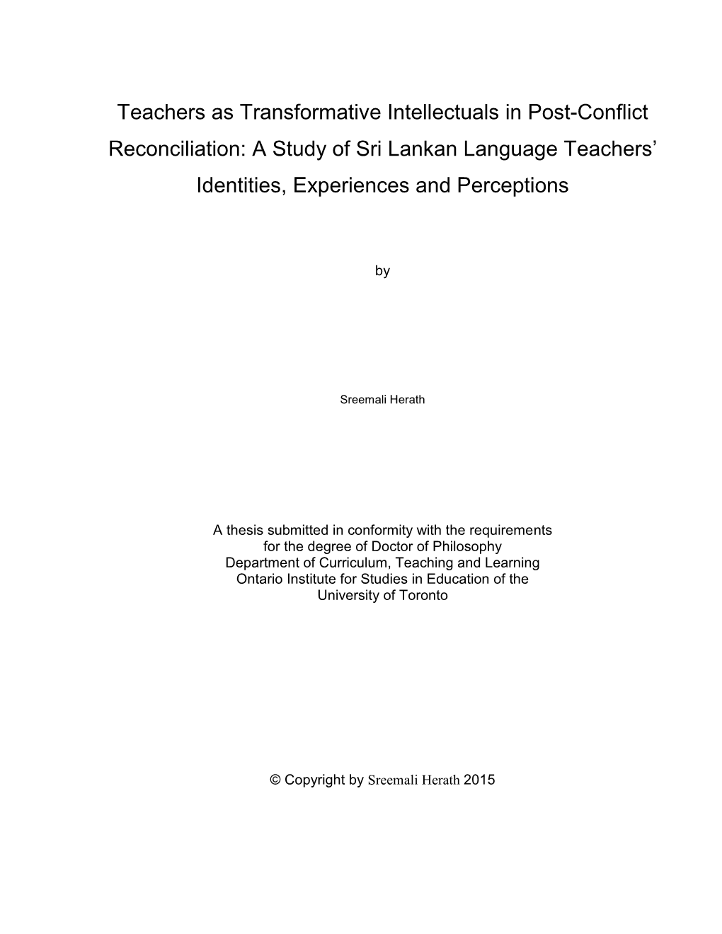 A Study of Sri Lankan Language Teachers' Identities