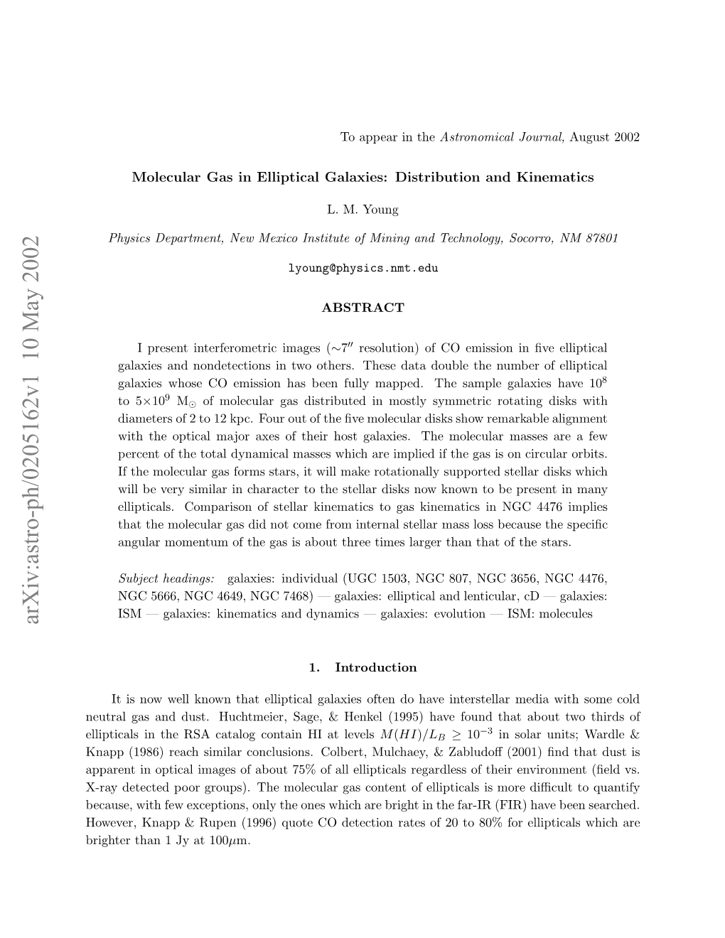 Molecular Gas in Elliptical Galaxies: Distribution and Kinematics