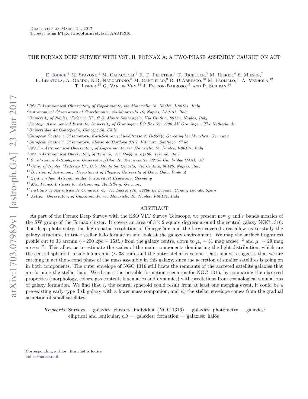 Arxiv:1703.07989V1 [Astro-Ph.GA] 23 Mar 2017 Accretion of Small Satellites