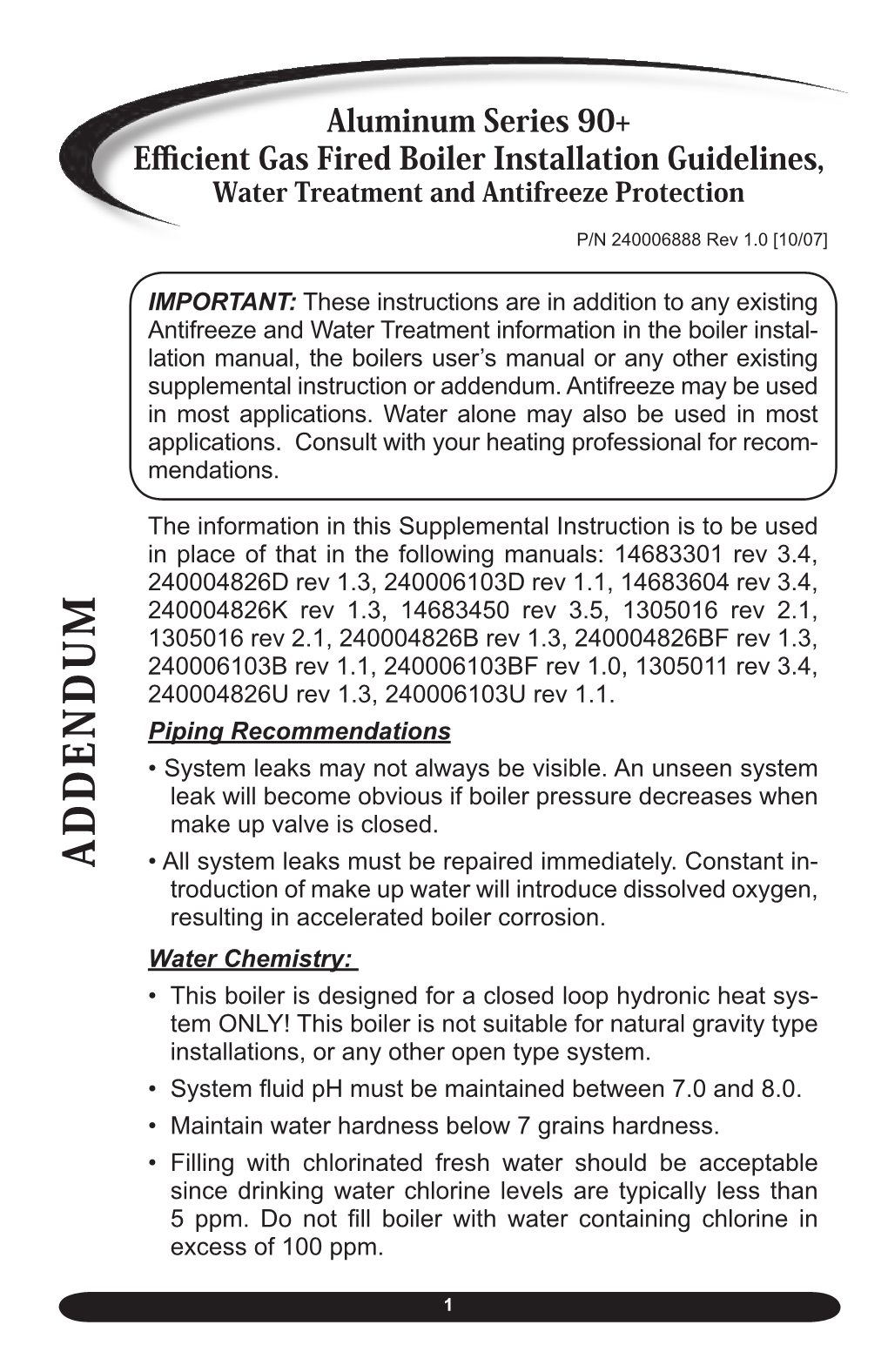 Aluminum Series Water Treatment & Antifreeze Protection Rev