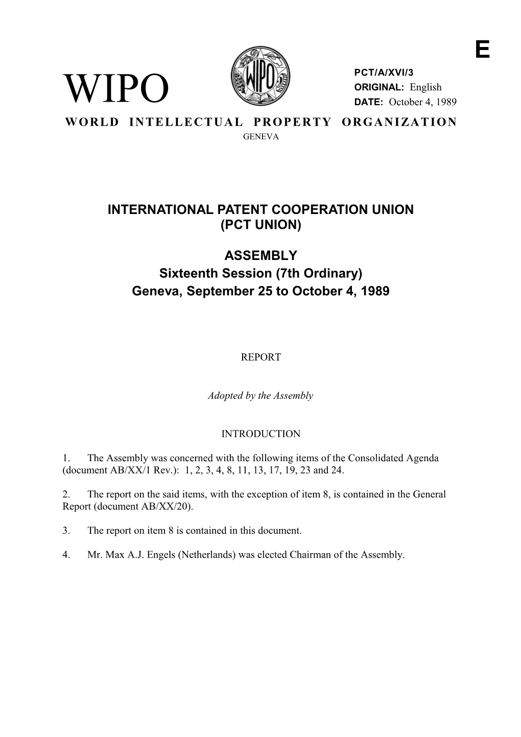 International Patent Cooperation Union (Pct Union) s2