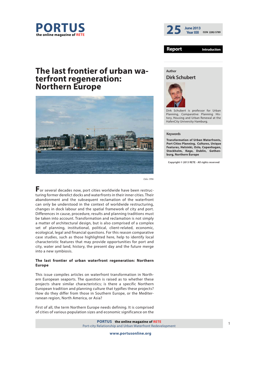 The Last Frontier of Urban Waterfront Regeneration Northern Europe Dirk