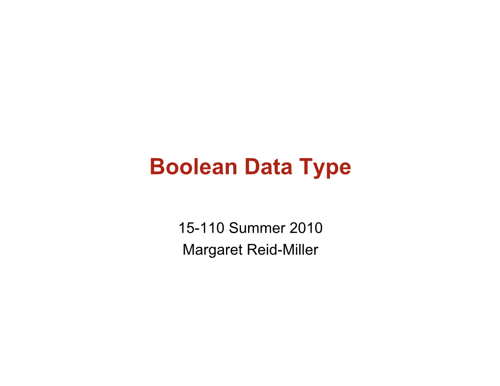 Boolean Data Type