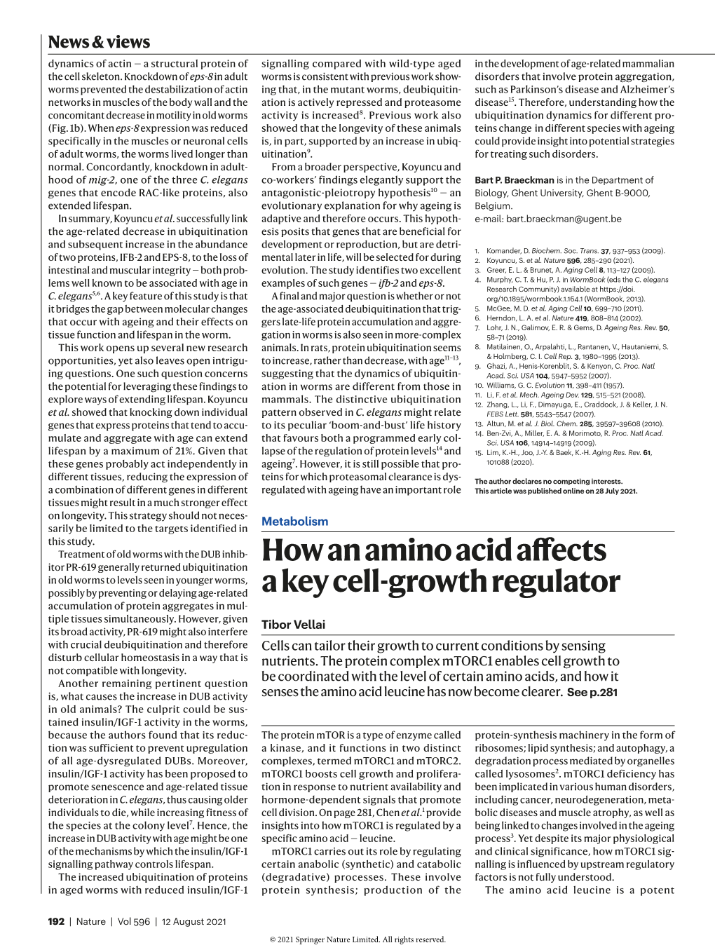 How an Amino Acid Affects a Key Cell-Growth Regulator