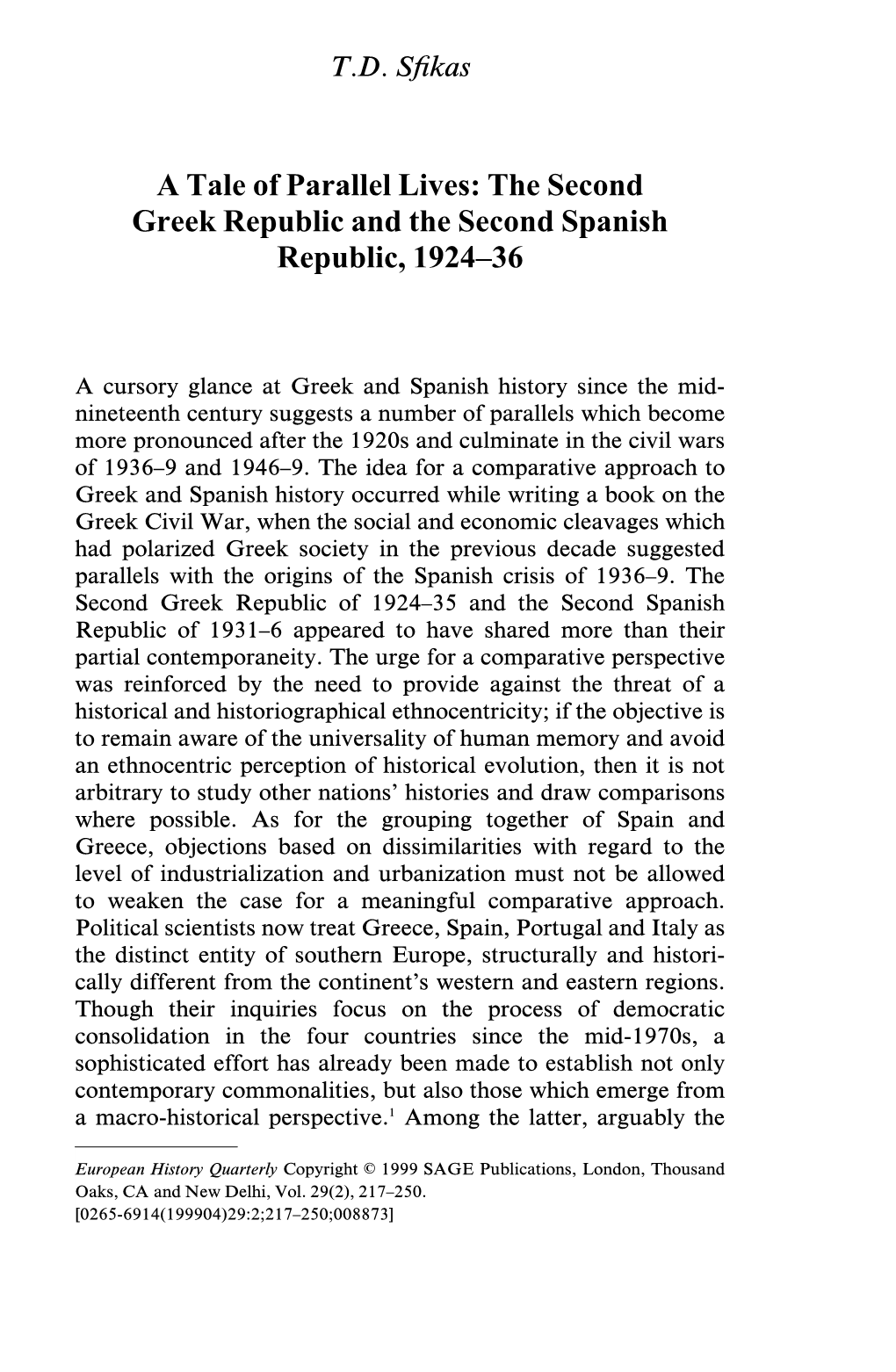 A Tale of Parallel Lives: the Second Greek Republic and the Second Spanish Republic, 1924–36