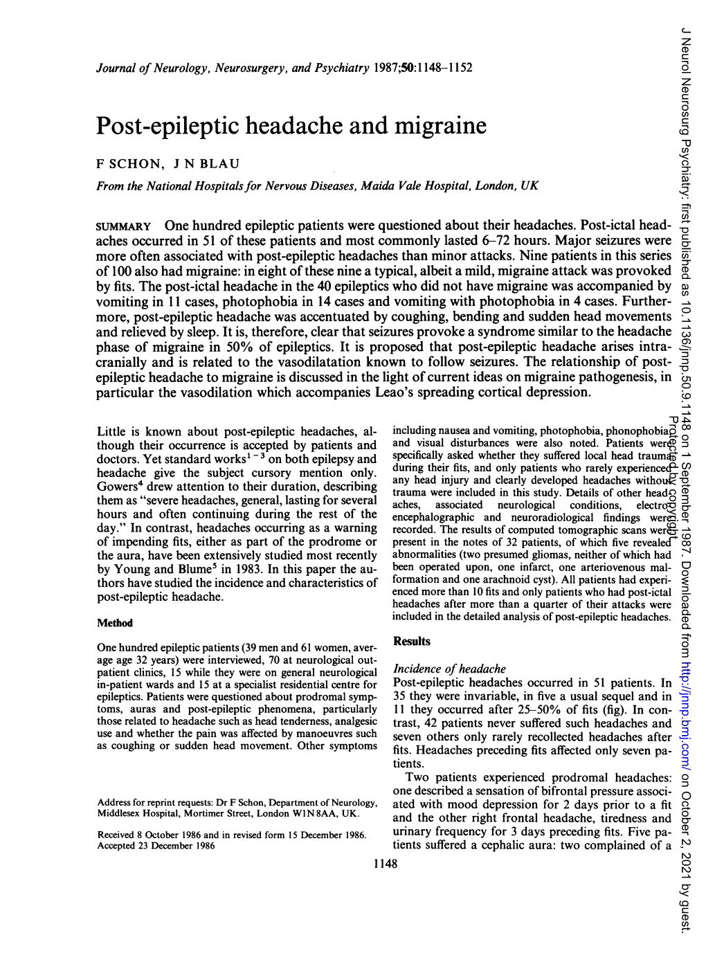 Post-Epileptic Headache and Migraine